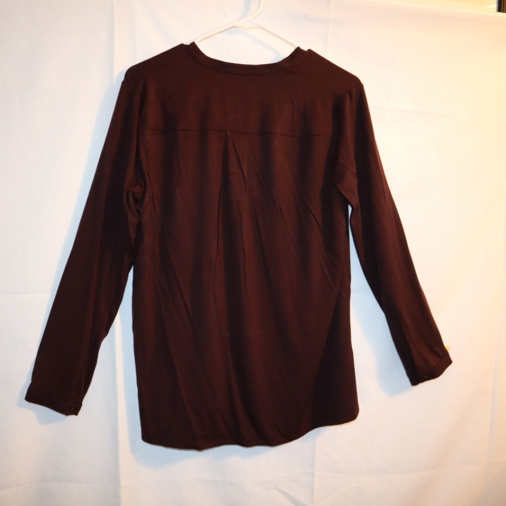 Eileen Fisher Burgundy Tencil Blend Long Sleeve Top Size Small - Picture 5 of 8
